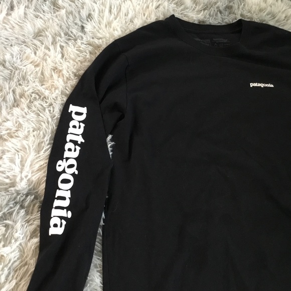 Mens Patagonia Long Sleeve T-Shirt Hiking Outdoors Black Regular Fit Size XL - Picture 4 of 5